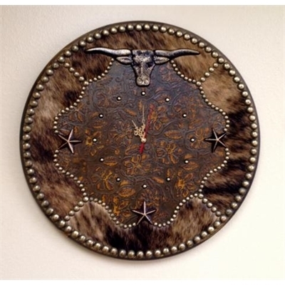 24 Round Longhorn Wall Clock